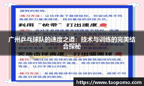 广州乒乓球队的速度之道：技术与训练的完美结合探秘